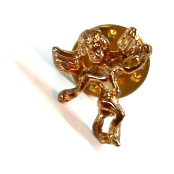 Vintage Gold-Tone Cherub Angel Lapel Pin, Made in USA - Picture 1 of 3